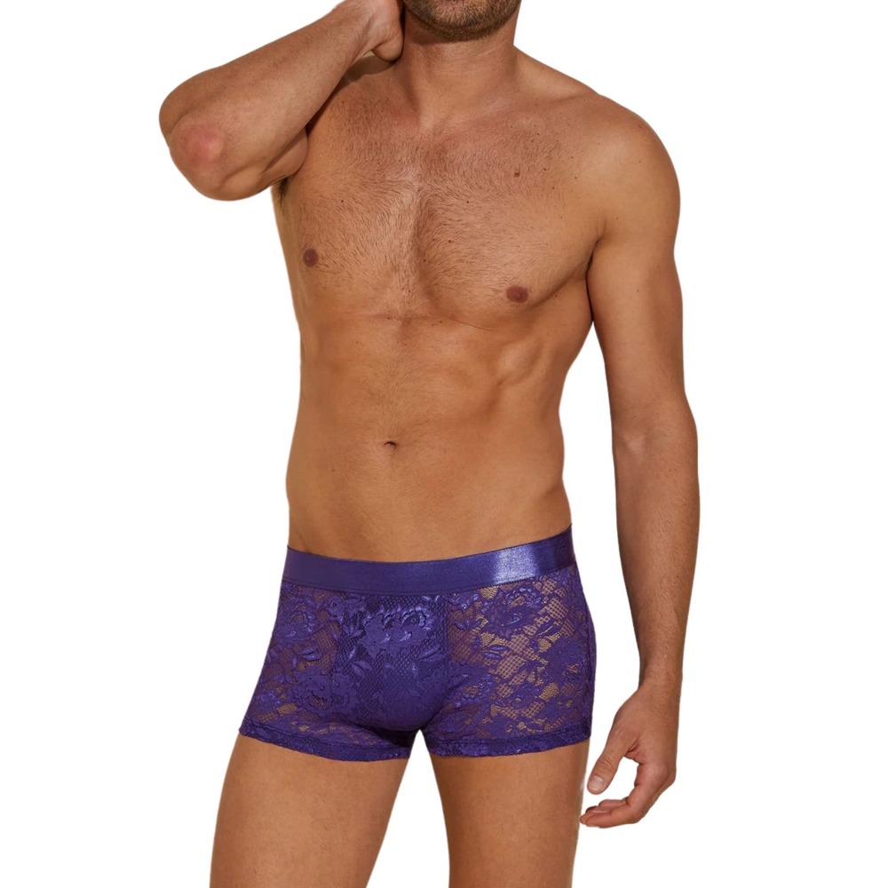 Cosabella Men's Never Say Never Lace Trunk Boxer Brief Violet Size L